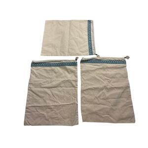 Lot of 3 New Tory Burch Canvas Dust Bags with Gold Charm 12X15”